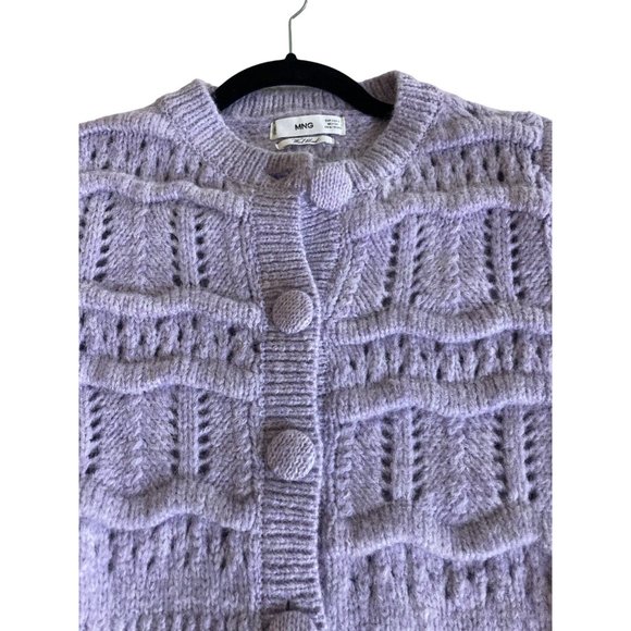 Mingo Chunky Knit Cardigan Lavender Small - Picture 6 of 8